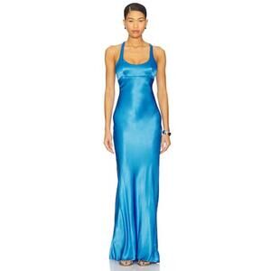 Bec + Bridge Maxina Crossover Dress in Mid Blue